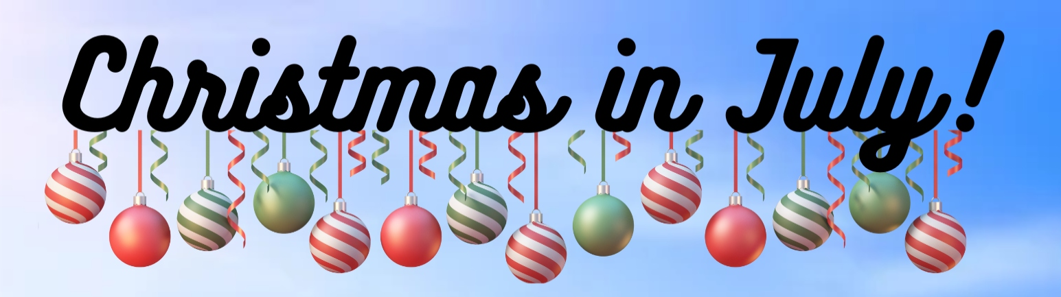 Christmas in July ICON with hanging ornaments 