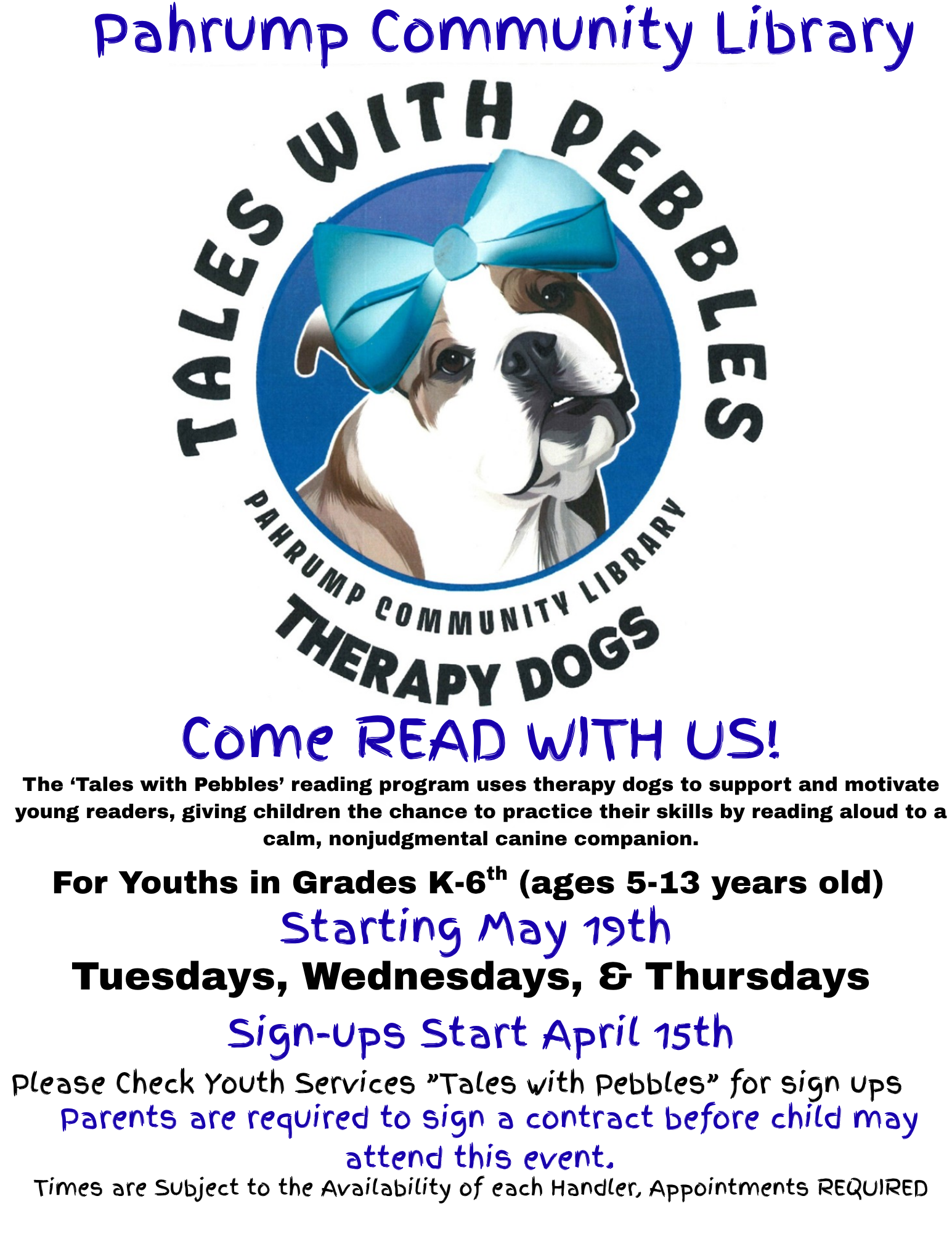 Event logo with a picture of Pebbles the Bulldog